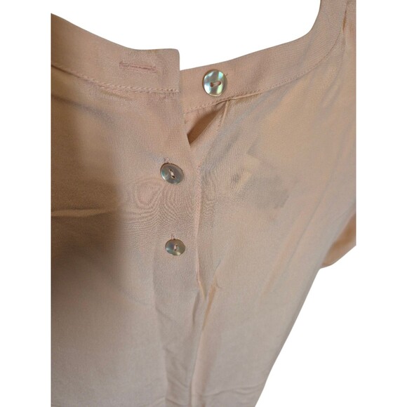 Rena Rowen VTG 90s Y2K Silk Crepe Blouse Mother of Pearl Buttons Peach Pink Sz M - Picture 4 of 6